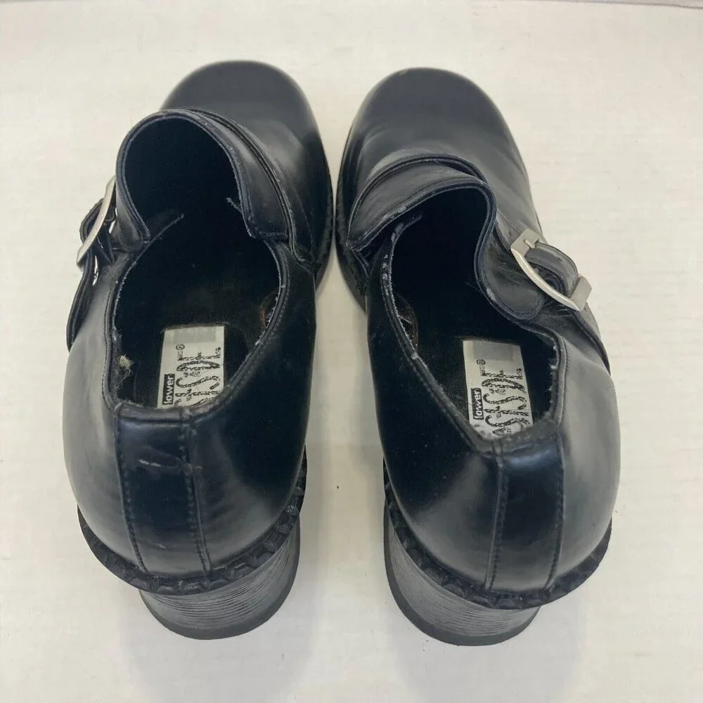 Vintage Chunky Heels Buckle Shoes Loafers Womens 9.5 Goth Punk Grunge Black‎ - Picture 16 of 16